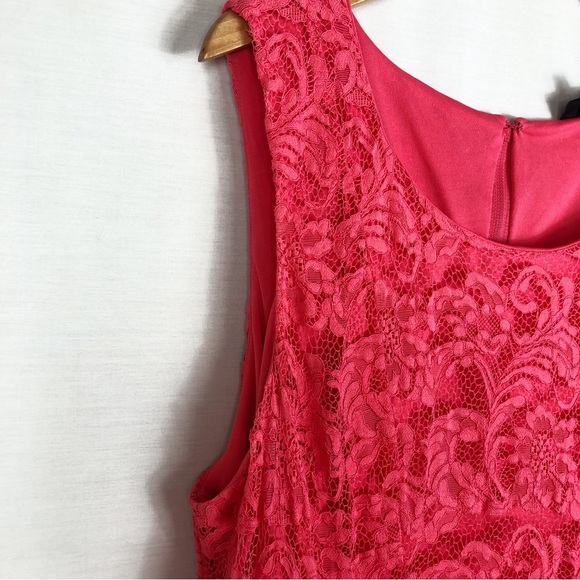 Torrid Sleeveless Lace Fit Flare Mini Dress | Coral Pink | Size 22 / 3X - Picture 5 of 13